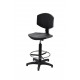 Obrotowe wysokie krzesło laboratoryjne z podnóżkiem - poliuretanowe - KPU04-A2
