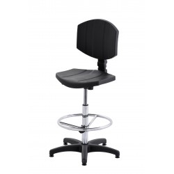 Wysokie obrotowe krzesło laboratoryjne z podnóżkiem regulowanym - poliuretanowe - KPU04-A3