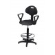 Wysokie obrotowe krzesło laboratoryjne z podnóżkiem i podłokietnikami - poliuretanowe - KPU01-A2